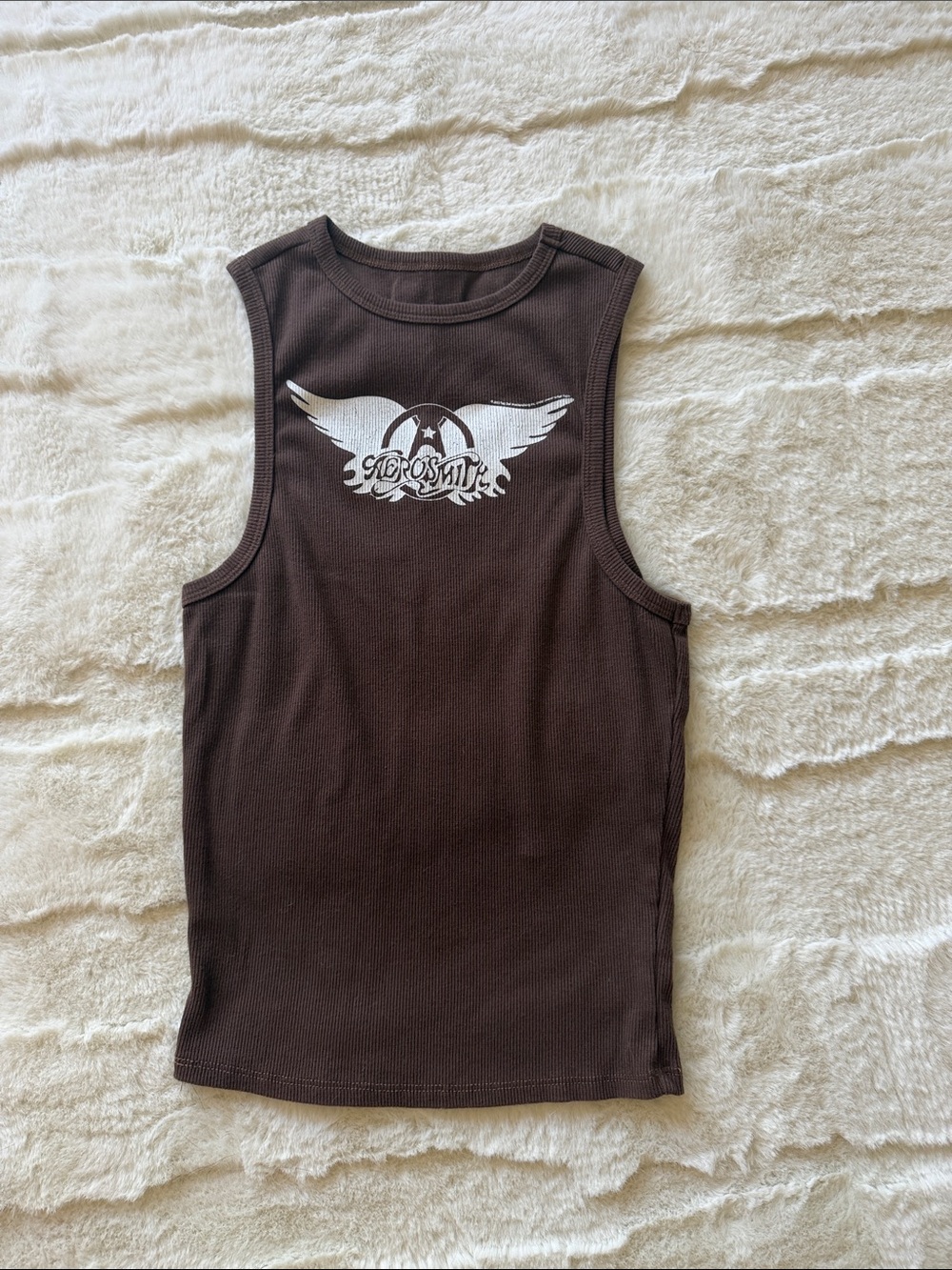 Chaser - Aerosmith Graphic Brown Ribbed Tank Top